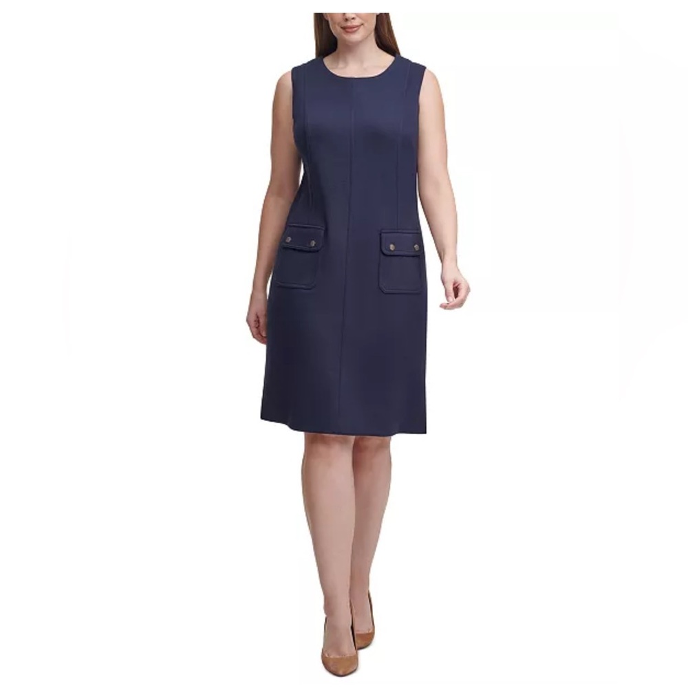 Plus Size Scuba A-Line Dress Tommy Hilfiger Navy Midi Dress